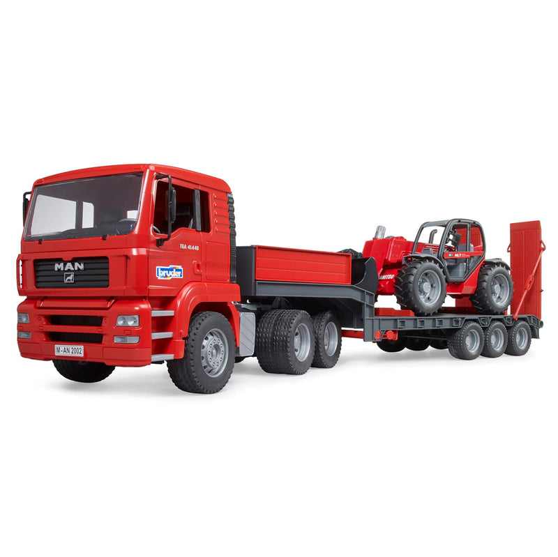 1/16 Man TGA Low Loader Truck with Manitou MLT633 Telescopic Loader by Bruder