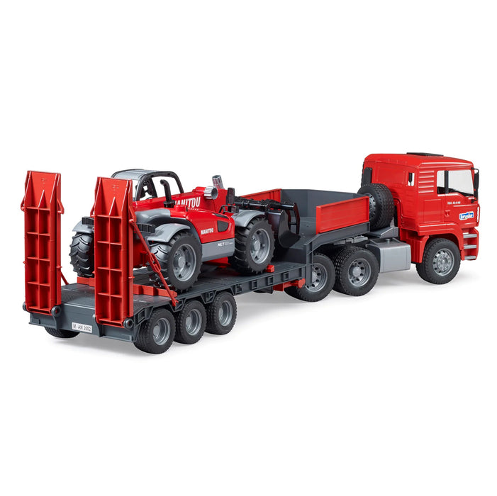 1/16 Man TGA Low Loader Truck with Manitou MLT633 Telescopic Loader by Bruder