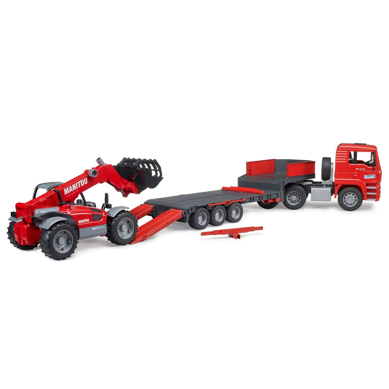 1/16 Man TGA Low Loader Truck with Manitou MLT633 Telescopic Loader by Bruder
