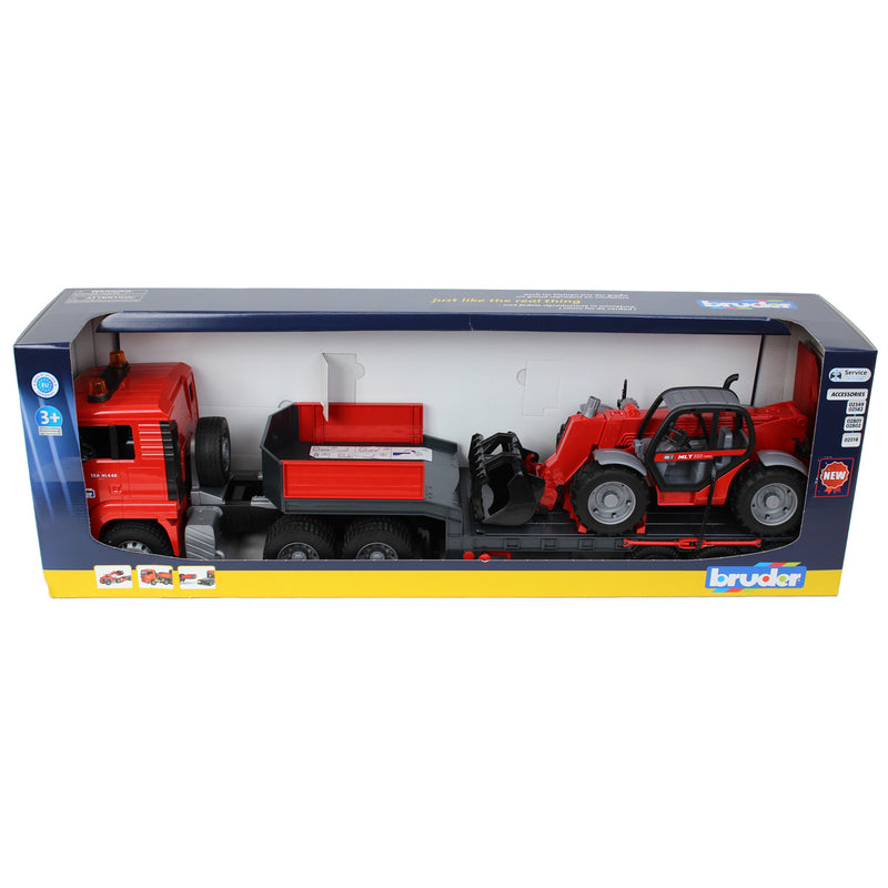 1/16 Man TGA Low Loader Truck with Manitou MLT633 Telescopic Loader by Bruder