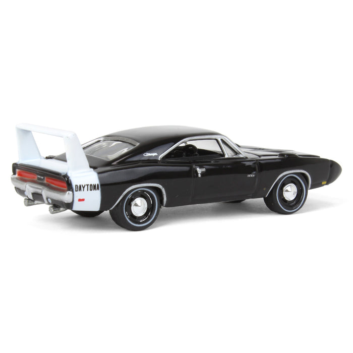 1/64 1969 Dodge Charger Daytona, Gloss Black with Rear Stripe, Johnny Lightning