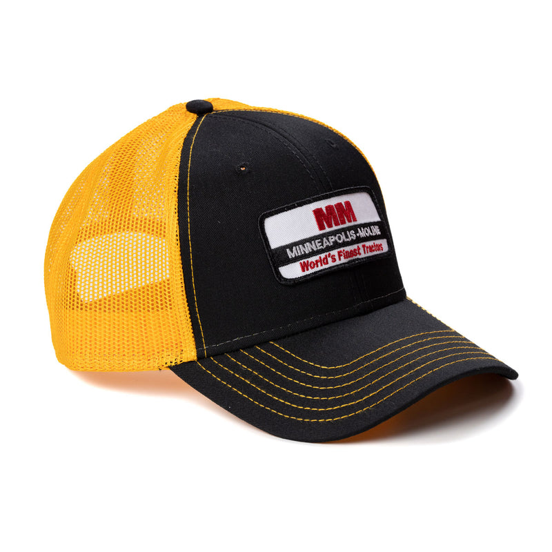 Minneapolis-Moline World's Finest Tractors Logo Black Hat with Gold Mesh Back