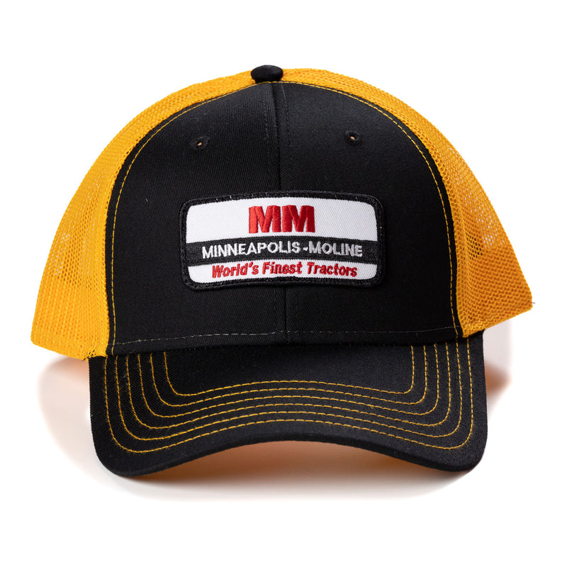 Minneapolis-Moline World's Finest Tractors Logo Black Hat with Gold Mesh Back