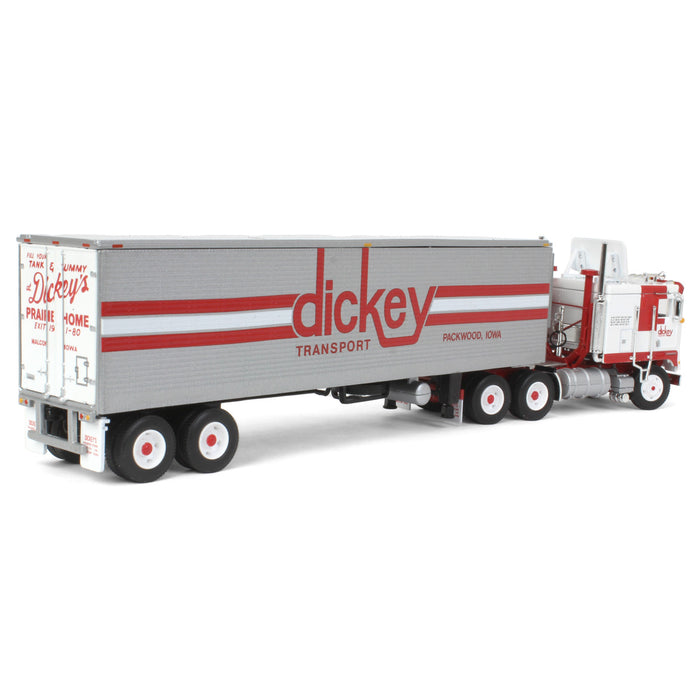 1/64 Kenworth K100 Flattop w/ Air Foil & 40' Vintage Reefer Trailer, Dickey Transport, DCP by First Gear