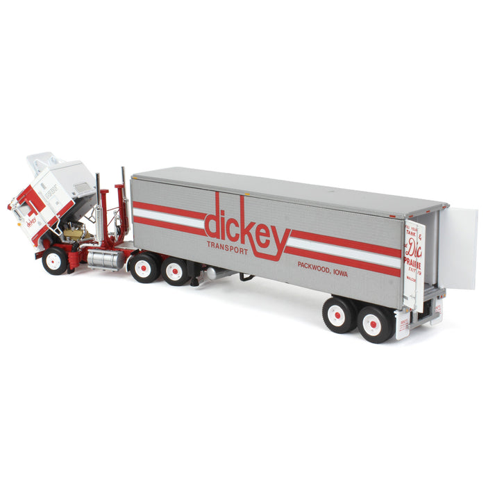 1/64 Kenworth K100 Flattop w/ Air Foil & 40' Vintage Reefer Trailer, Dickey Transport, DCP by First Gear