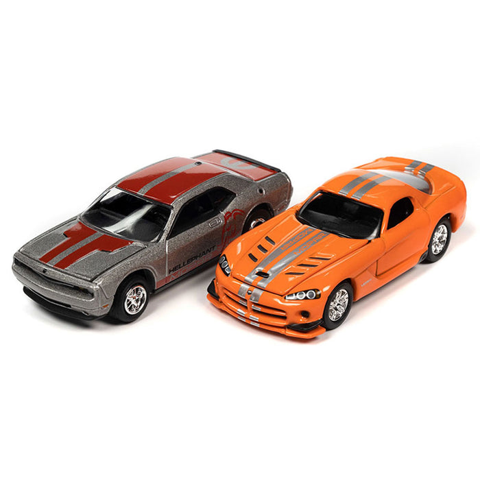 1/64 Johnny Lightning Mopar Twin Pack, 2014 Dodge Challenger R/T & 2008 Dodge Viper SRT 10