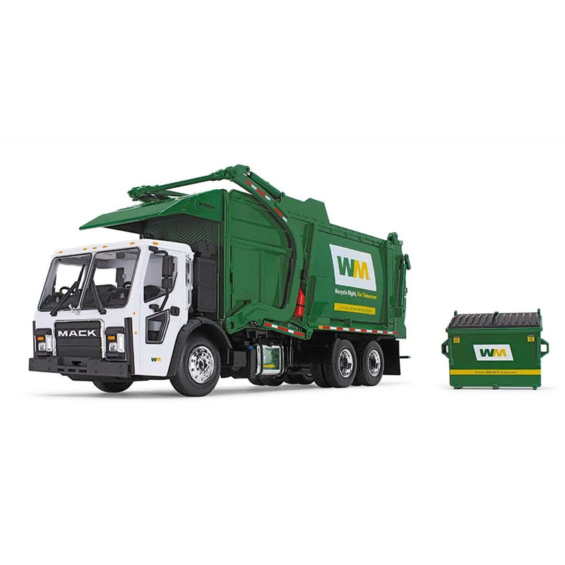 (B&D) 1/34 Mack LR Garbage Truck with McNeilus Meridian Front Loader & Dumpster, Waste Management - Damaged Box