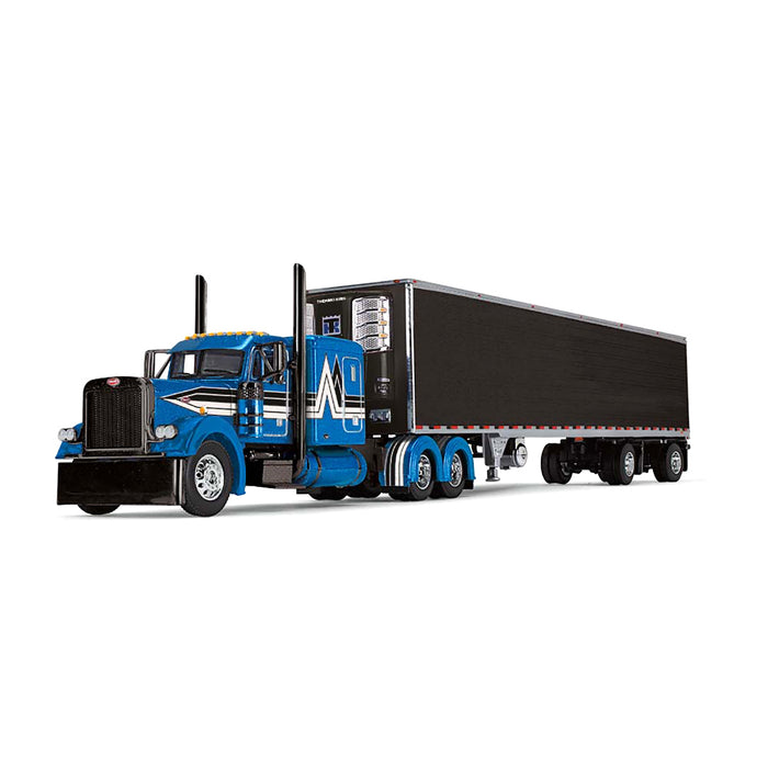 1/64 Blue Peterbilt 379 w/ 63'' Flattop Sleeper & Black 53' Utility Reefer Trailer, DCP by First Gear