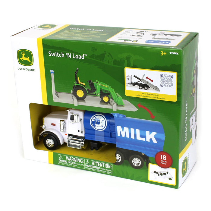 1/32 Peterbilt "Switch N Load" Semi w/ John Deere Tractor, Cow, Fence Pieces & Hay Bales