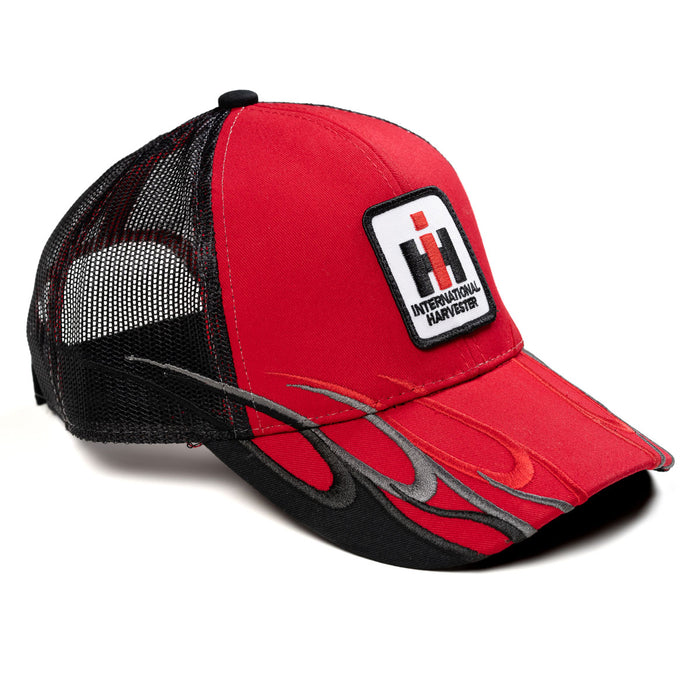 International Harvester Red & Black Flame Mesh Back Hat