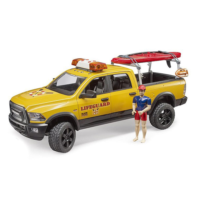 (B&D) 1/16 Bruder RAM 2500 Power Wagon Life Guard Truck with Figure, Paddle Board and Light & Sound Module - Damaged Box