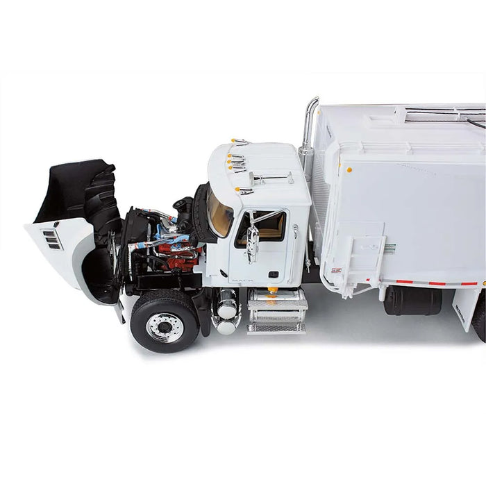 1/34 White Mack Granite MP w/ McNeilus Rear Load Refuse Truck & Trash Cans