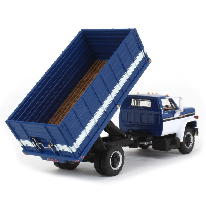 1/64 Dark Blue/White 1970s GMC 6500 Grain Truck, DCP by First Gear