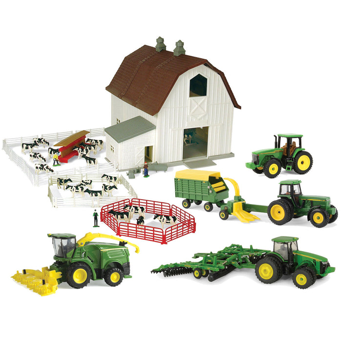 Deluxe Bundle ~ 1/64 ERTL Dairy Farm Play Set with John Deere Die-cast Equipment