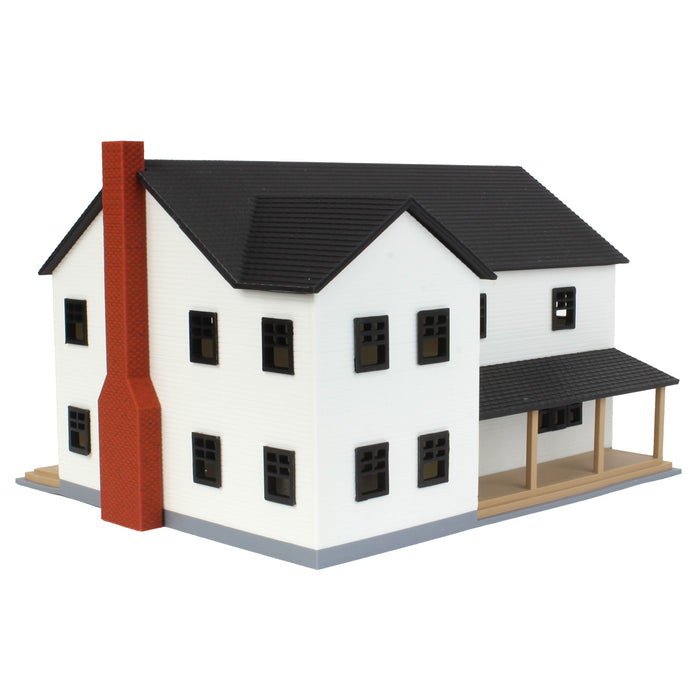 1/64 Large Two Story Farm House with Porch,Deck and Chimney, Black and White, 3D Printed