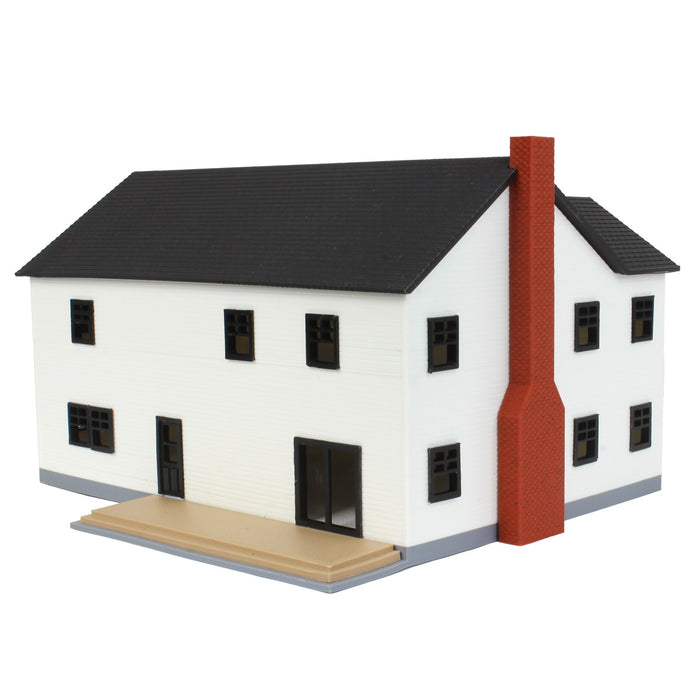 1/64 Large Two Story Farm House with Porch,Deck and Chimney, Black and White, 3D Printed