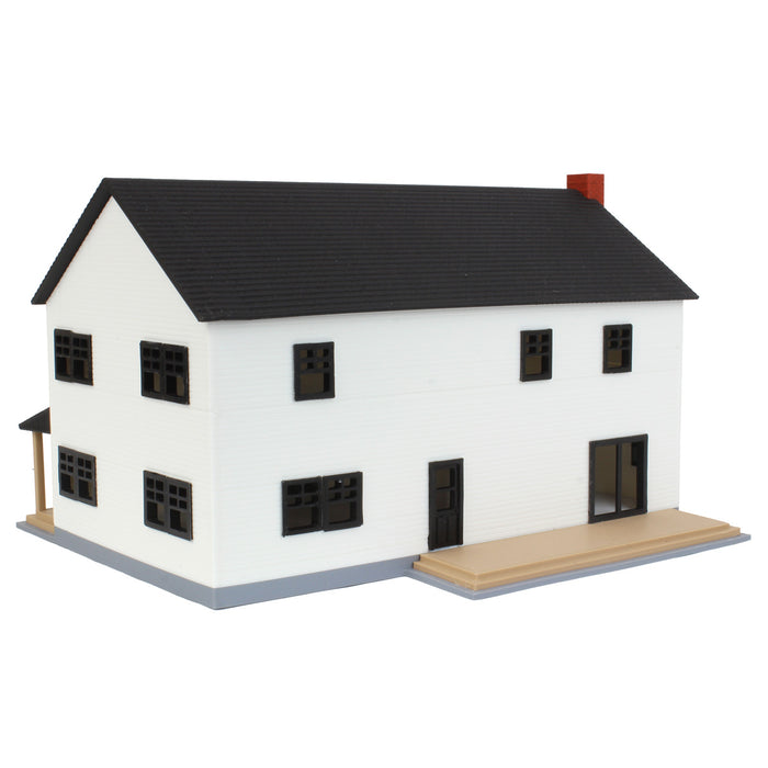 1/64 Large Two Story Farm House with Porch,Deck and Chimney, Black and White, 3D Printed