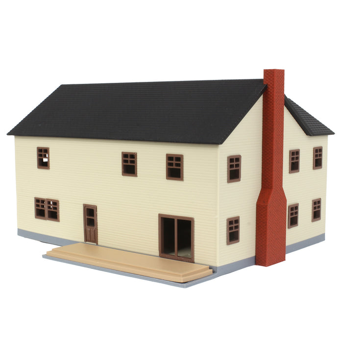 1/64 Large Two Story Farm House with Porch, Deck and Chimney, Tan/Brown, 3D Printed