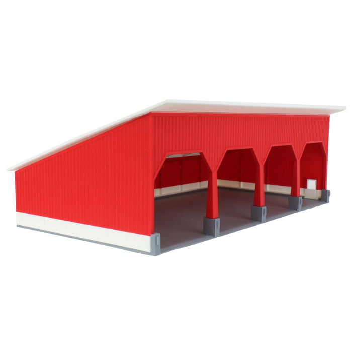 1/64 The Quad Bay 40ft x 80ft Cattle Shed, Red/White, 3D Printed