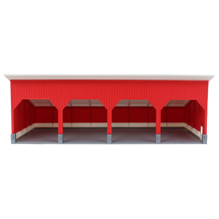 1/64 The Quad Bay 40ft x 80ft Cattle Shed, Red/White, 3D Printed