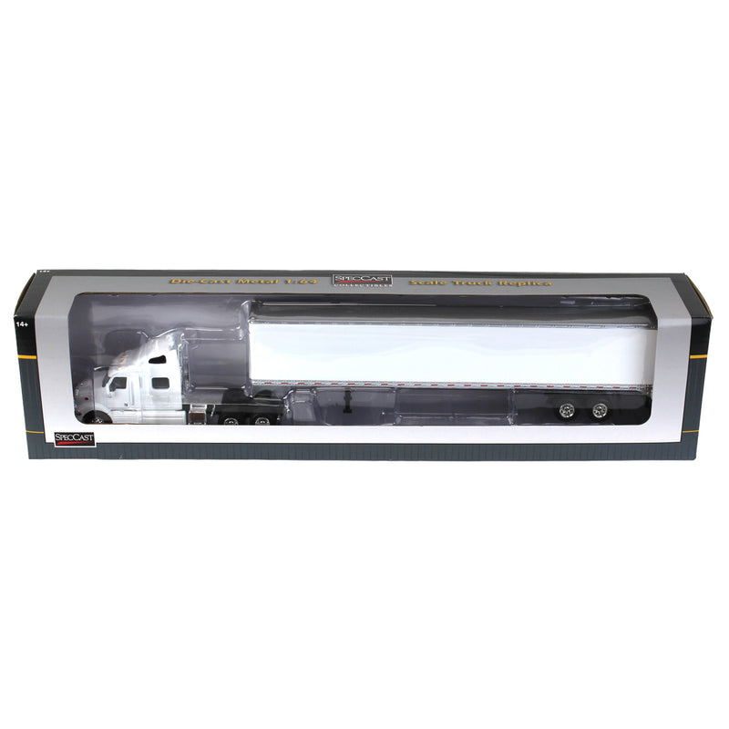 1/64 White Peterbilt 387 with Sleeper and 53' Trailer with Single Rear Door