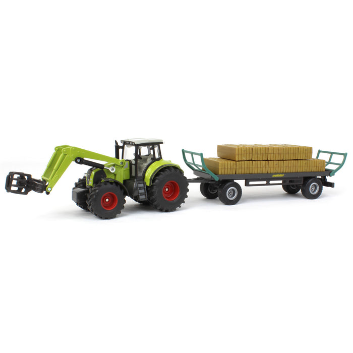 1/50 Claas MFD Tractor with Loader, Hay Wagon & Bales