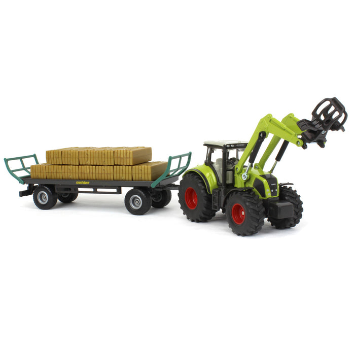 1/50 Claas MFD Tractor with Loader, Hay Wagon & Bales