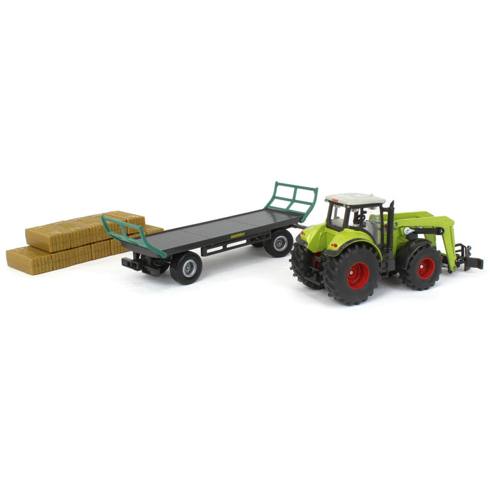 1/50 Claas MFD Tractor with Loader, Hay Wagon & Bales