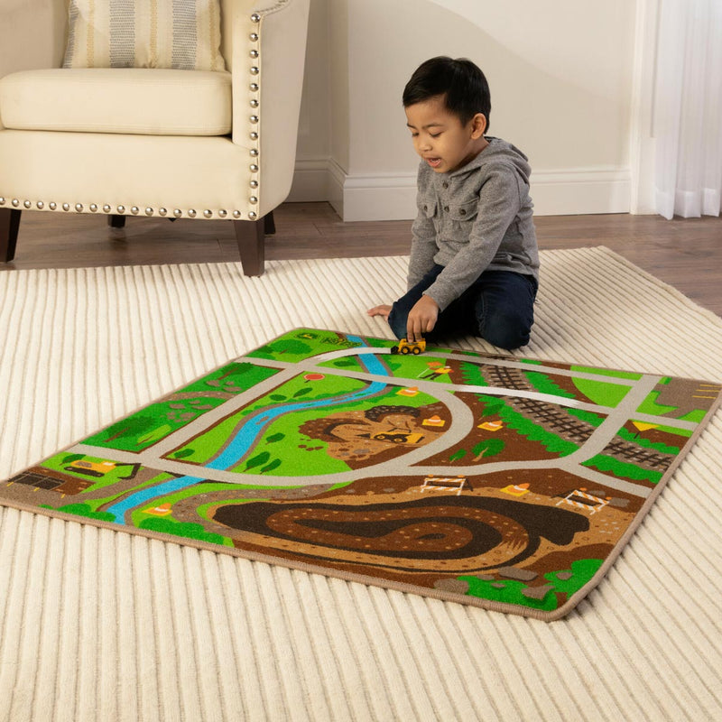 John Deere Kids Playmat with Skid Steer & Construction Theme