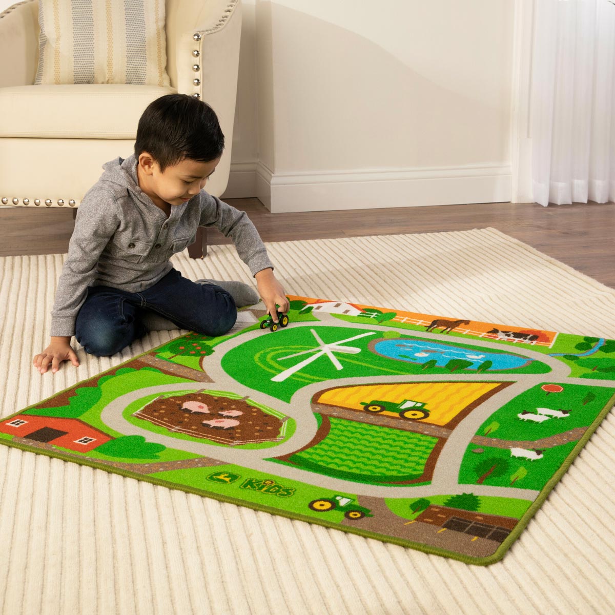 John Deere Kids Playmat with Tractor & Agriculture Theme — Outback