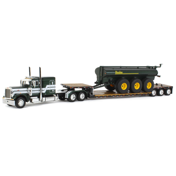 1/64 Metallic Green Husky Peterbilt 379 w/ Fontaine Renegade Lowboy & Husky Manure Spreader, DCP by First Gear