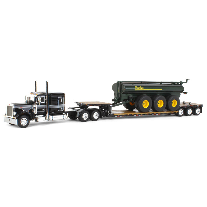 1/64 Black Peterbilt 379 w/ Fontaine Renegade Lowboy & Husky Manure Spreader, DCP by First Gear