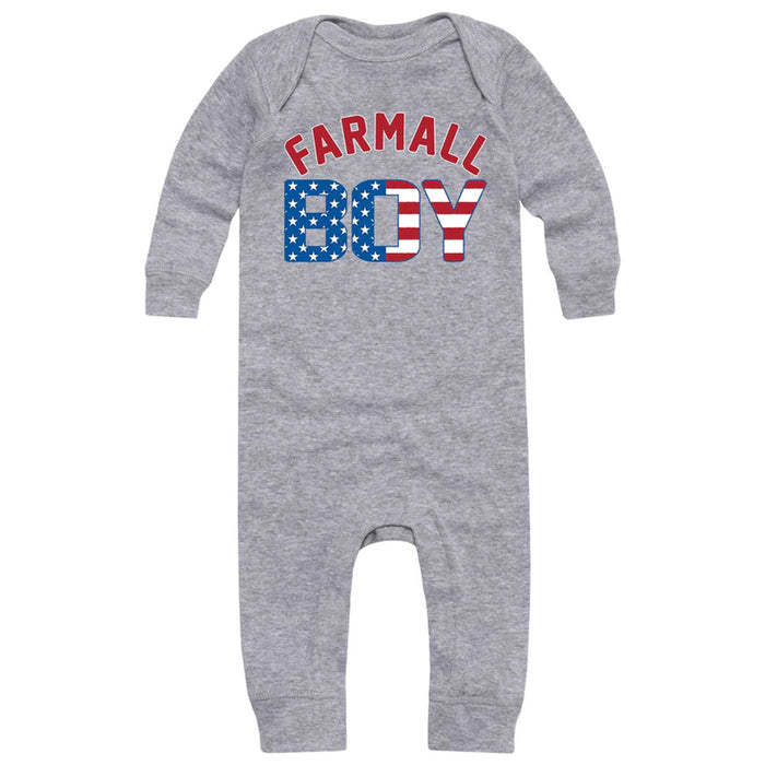 Infant Farmall Boy American Flag Long Sleeve Onesie