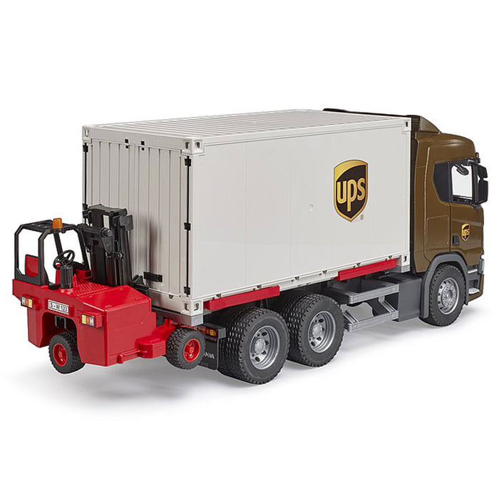 1/16 Scania Super 560R UPS Logistics Truck with Forklift by Bruder