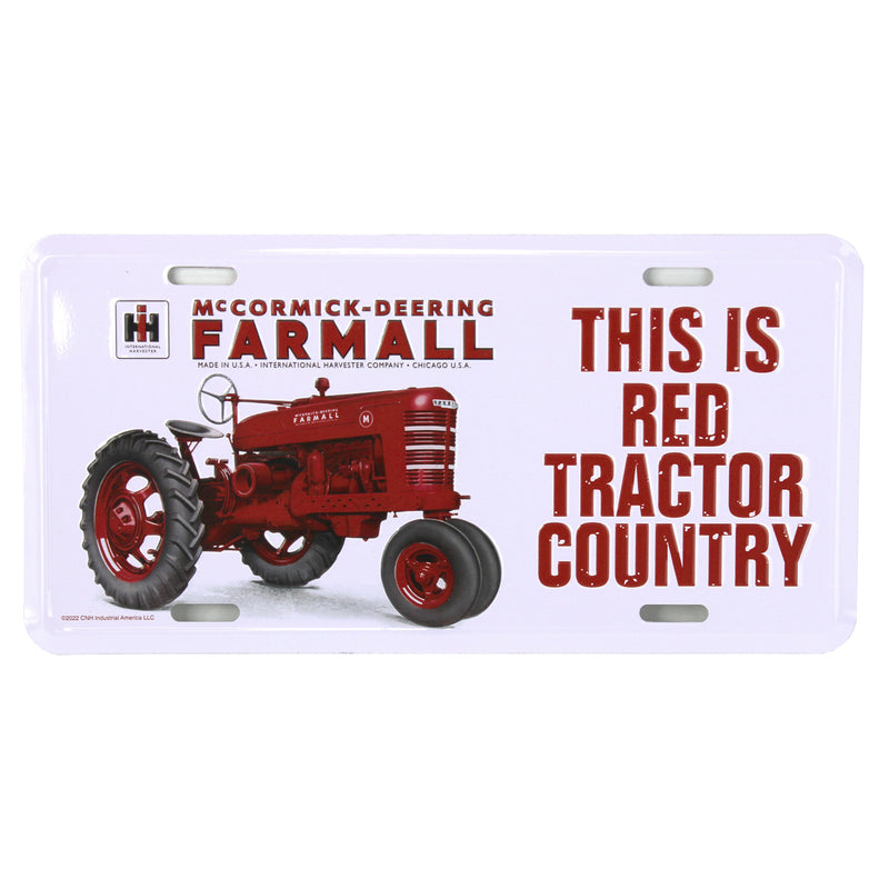 IH Farmall M "This is Red Tractor Country" Metal License Plate, 11.875in x 6in