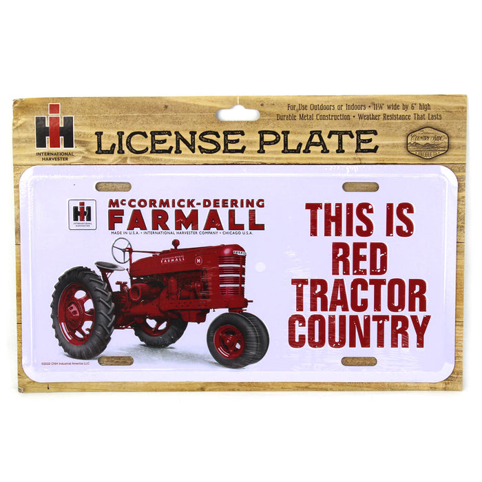 IH Farmall M "This is Red Tractor Country" Metal License Plate, 11.875in x 6in