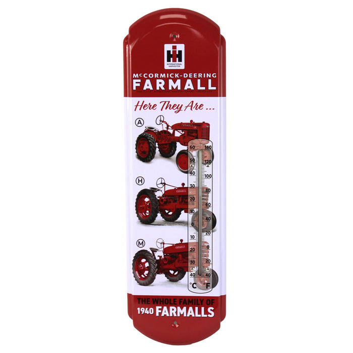 IH Family of Farmalls (A, H & M) Metal Thermometer, 5.125in x 17.375in