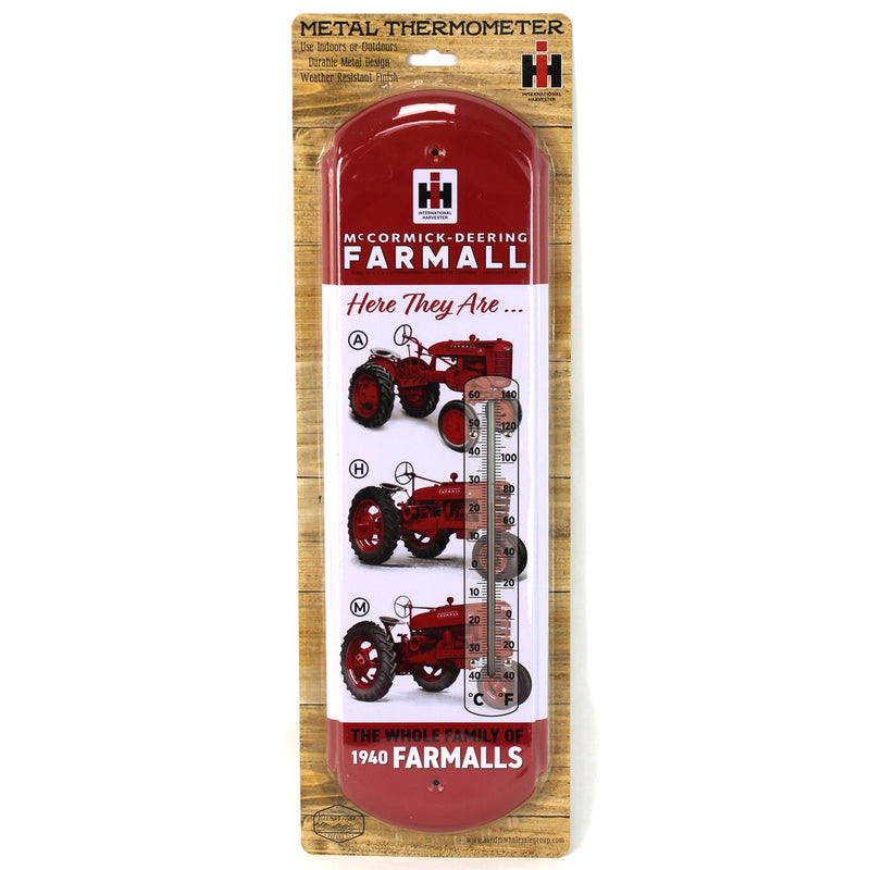 IH Family of Farmalls (A, H & M) Metal Thermometer, 5.125in x 17.375in