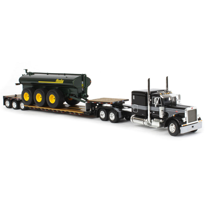 1/64 Black Peterbilt 379 w/ Fontaine Renegade Lowboy & Husky Manure Spreader, DCP by First Gear