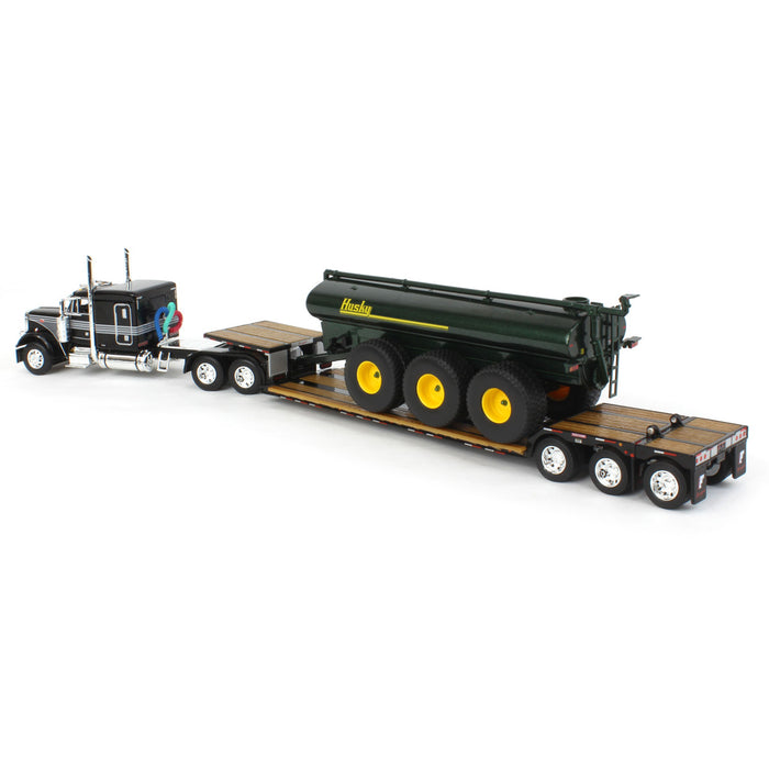 1/64 Black Peterbilt 379 w/ Fontaine Renegade Lowboy & Husky Manure Spreader, DCP by First Gear