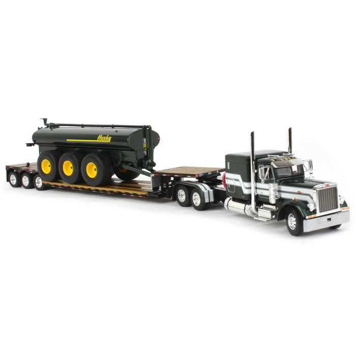 1/64 Metallic Green Husky Peterbilt 379 w/ Fontaine Renegade Lowboy & Husky Manure Spreader, DCP by First Gear