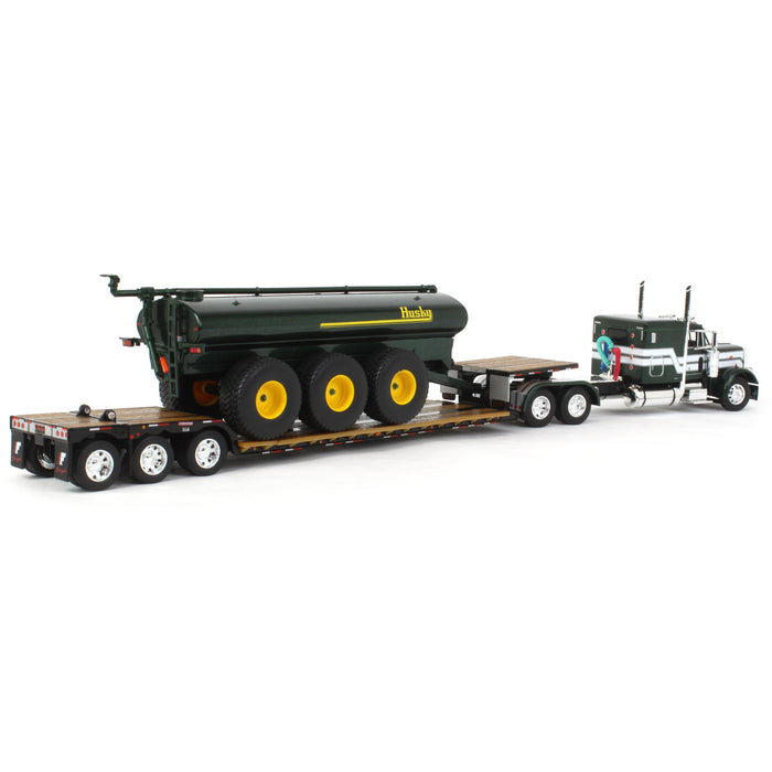 1/64 Metallic Green Husky Peterbilt 379 w/ Fontaine Renegade Lowboy & Husky Manure Spreader, DCP by First Gear