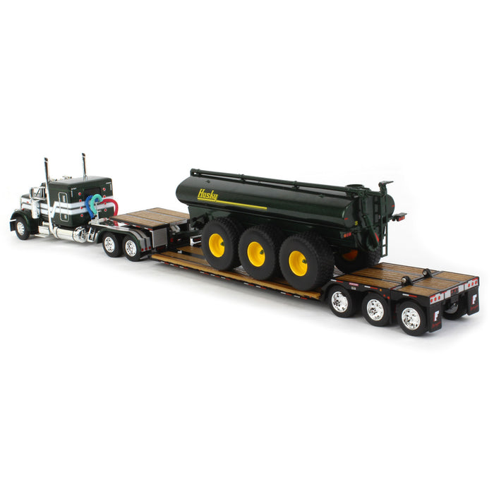 1/64 Metallic Green Husky Peterbilt 379 w/ Fontaine Renegade Lowboy & Husky Manure Spreader, DCP by First Gear