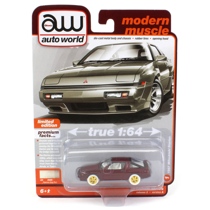 Ultra Red ~ 1/64 Auto World 2023 Release 2A, 1987 Mitsubishi Starion, Palermo Gray Poly