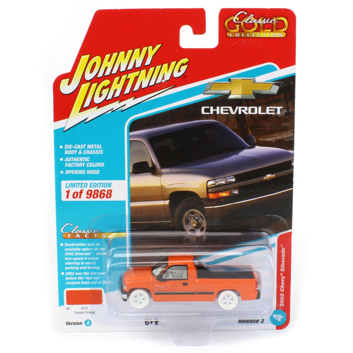 White Lightning ~ 1/64 Johnny Lightning Classic Gold - 2002 Chevrolet Silverado, Tangler Orange