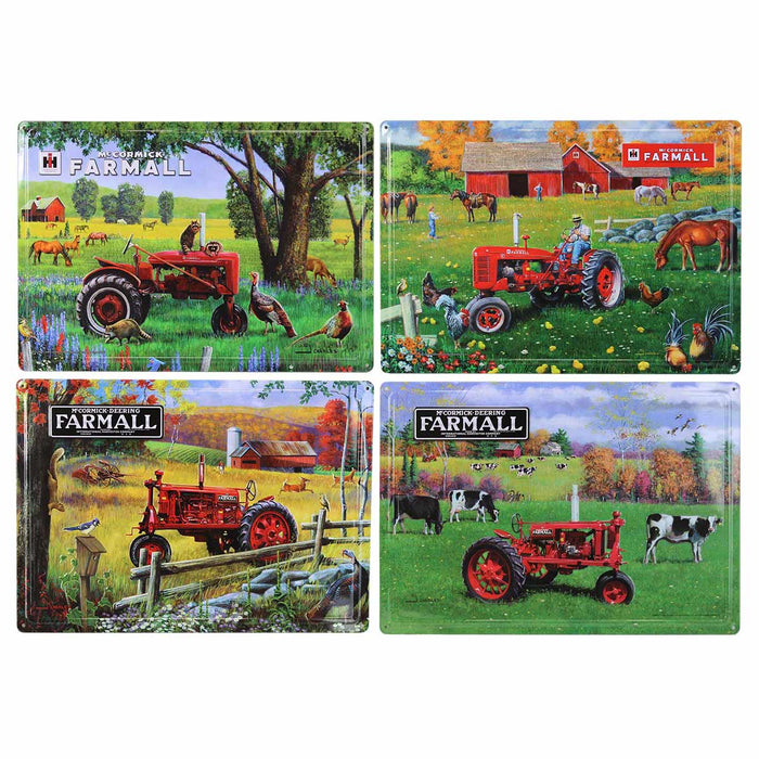 Set of 4 IH McCormick Farmall Embossed Metal Signs, 16.75in x 12in