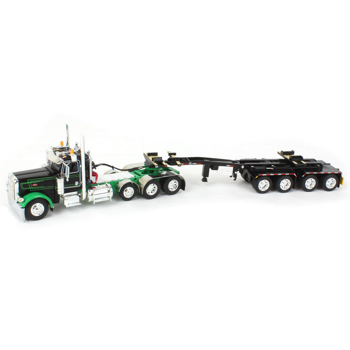 1/64 Black/Green Peterbilt 389 w/ ERMC Hydra-Steer Trailer & Bridge Beam Load, DCP by First Gear