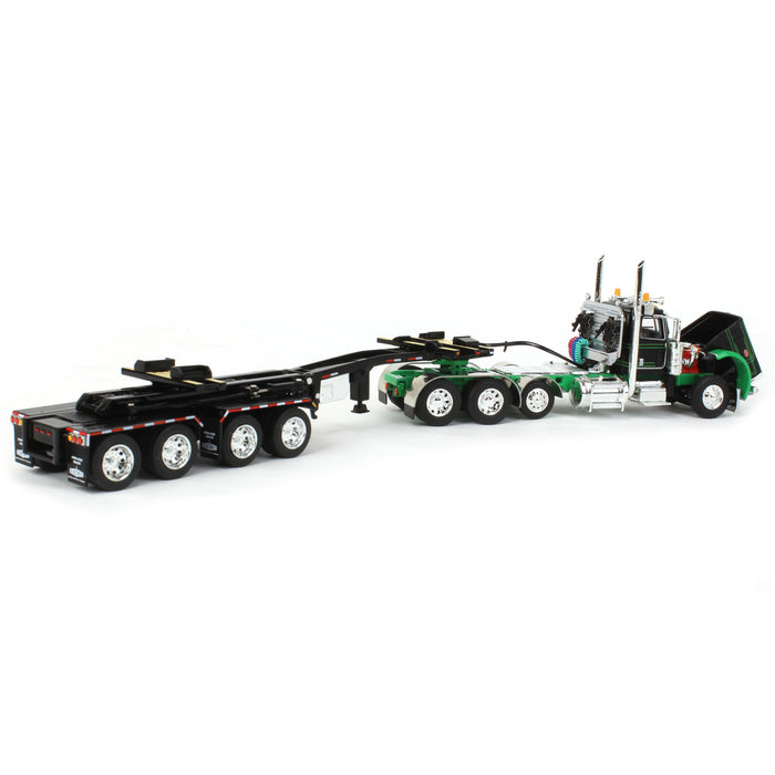 1/64 Black/Green Peterbilt 389 w/ ERMC Hydra-Steer Trailer & Bridge Beam Load, DCP by First Gear