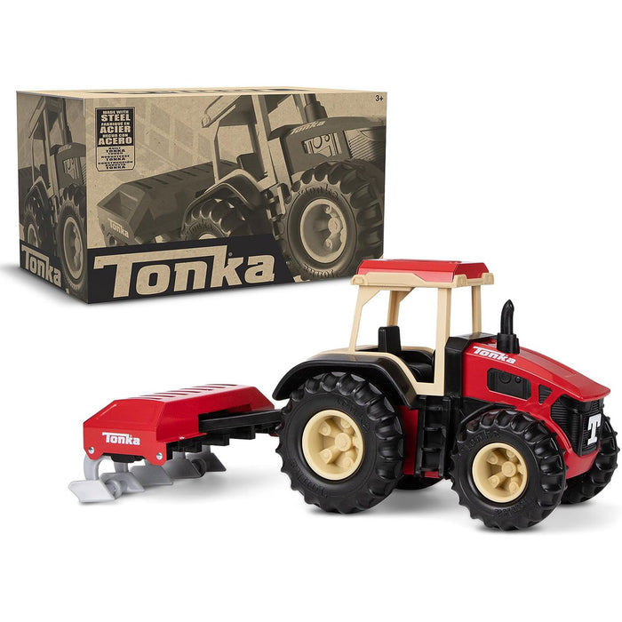 Tonka Steel Classics Retro Cab Tractor with Red Plow