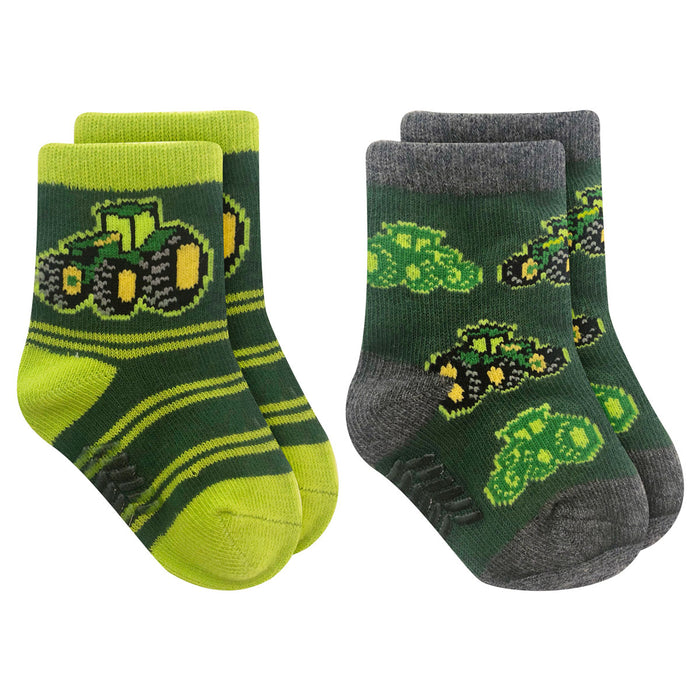 John Deere Infant Tractor Crew Socks with Grippers 2-Pack
